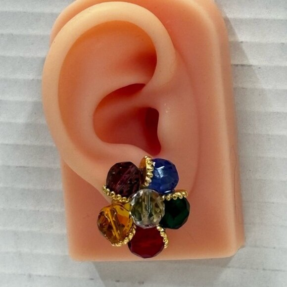 Lot of vintage sparkling statement clip on earrings - Picture 8 of 16